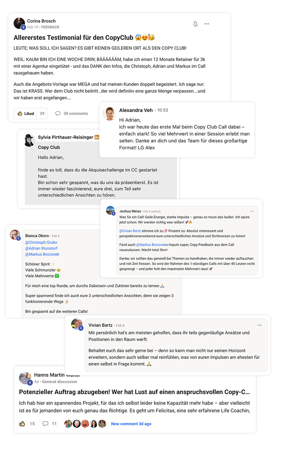 Screenshots von Rueckmeldungen aus der Community